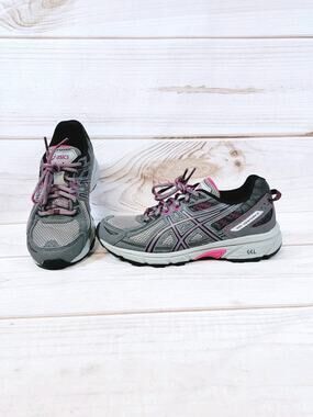 Asics Gel-Venture 6 Gray Pink Womens US Size 6 D Running Shoes